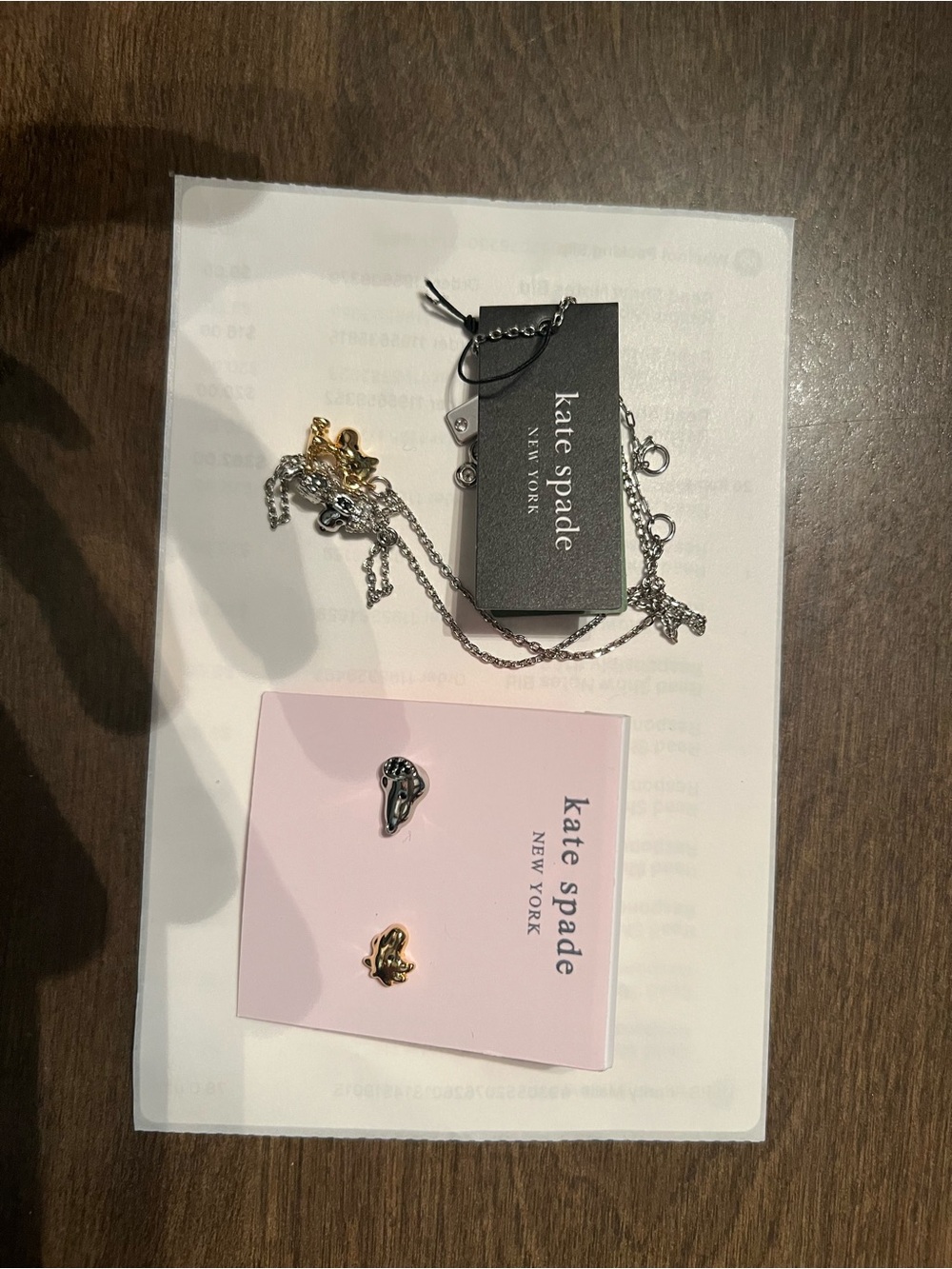 kate spade Two-Tone Snoopy woodstock Necklace and Stud Earrings - Gold & Silver